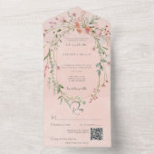 Delikatrosa Rosa Rustikale Wildblumen QR-Code All In One Einladung (Innen Boden)