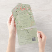 Delikatrosa Rustikale Wildblumen - QR-Code All In One Einladung (Abreißen)