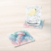 Delikatrosa Wasserfarbenqualle Rechteckiger Pappuntersetzer (Vor Ort)