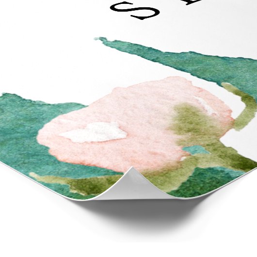 Delikatschwarz | Begrüßung der romantischen Peony Poster (Ecke)