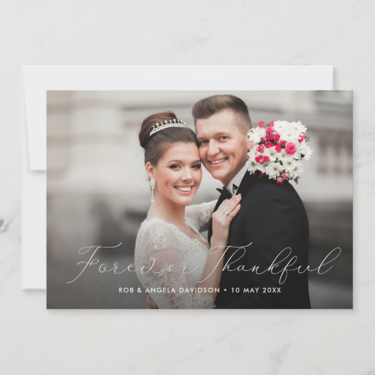 Delikatskript doppelseitiges Hochzeitsszenario-Fot Dankeskarte (Vorderseite)