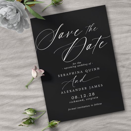Delikatskript | Moderne Black Moody Wedding Save The Date