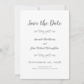Delikatskript Romantische Kalligraphie Grau Save The Date (Vorderseite)