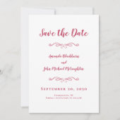 Delikatskript Romantische Kalligraphie Magenta Red Save The Date (Vorderseite)