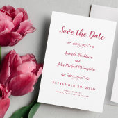Delikatskript Romantische Kalligraphie Magenta Red Save The Date