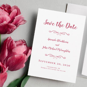 Delikatskript Romantische Kalligraphie Magenta Red Save The Date
