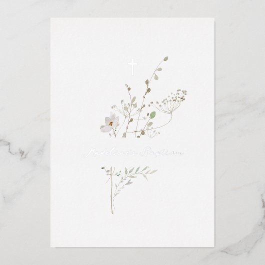 Delikatstrasse Taufe Silberfolie Einladung (Vorderseite)