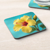 Delikatter Gelber Hibiskus Getränkeuntersetzer (Linke Seite)