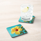 Delikatter Gelber Hibiskus Getränkeuntersetzer (Rechte Seite)