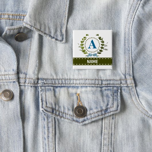 Delikatter Ivy-Kranz und Bow-Name mit Monogramm A Button (Beispiel)