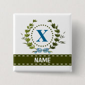 Delikatter Ivy-Kranz und Bow-Name mit Monogramm X Button (Vorderseite)