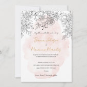 Delikatter Pinselstrich mit modernem schwarzem Bot Einladung (Vorderseite)