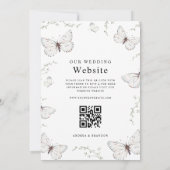 Delikatter weißer Schmetterlingsgarten Hochzeit in Einladung (Rückseite)