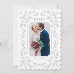 Delikatzweige Silver Holiday Floral Foto Card Feiertagskarte