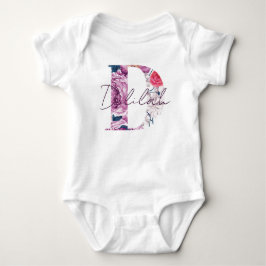 Delilah Baby Name Blumen Script Vintag Floral D Strampler