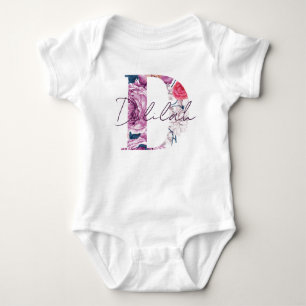 Delilah Baby Name Blumen Script Vintag Floral D Strampler
