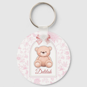 Delilah Benutzerdefiniertes rosa Teddy-Bär-Kinde Schlüsselanhänger