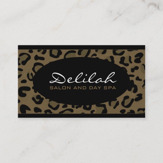 Delilah Leopard Print Black Chic Business Card Visitenkarte (Vorderseite)