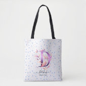 Delilah Whimsical Floral Monogram Blue Petals - D Tasche (Vorderseite)
