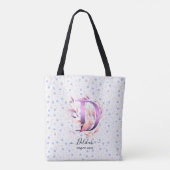 Delilah Whimsical Floral Monogram Blue Petals - D Tasche (Rückseite)