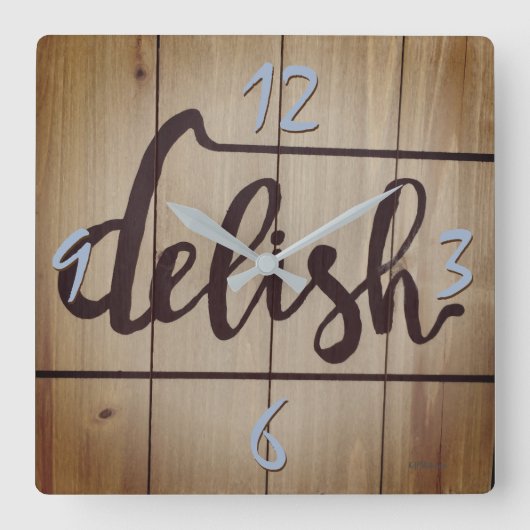 Delish Kitchen Graphics Rustic Brown Quadratische Wanduhr (Vorderseite)