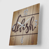 Delish Kitchen Graphics Rustic Brown Quadratische Wanduhr (Winkel)