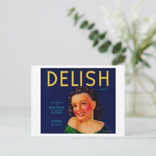 Delish Orange LabelEl Centro, CA Postkarte (Stehend Vorderseite)