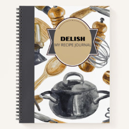 DELISH RECIPE POT & WOOD DESIGN NOTEBOOK NOTIZBLOCK