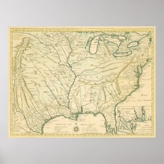 Delisle. Carte de la Louisiane... Paris, 1718 Poster (Vorne)