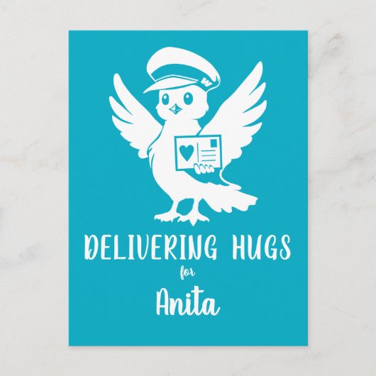 Delivering Hugs Penny Post Mascot Postcard Postkarte (Vorderseite)