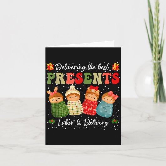Delivering The Baby Labor Delivery Nurse Christmas Karte (Vorderseite)