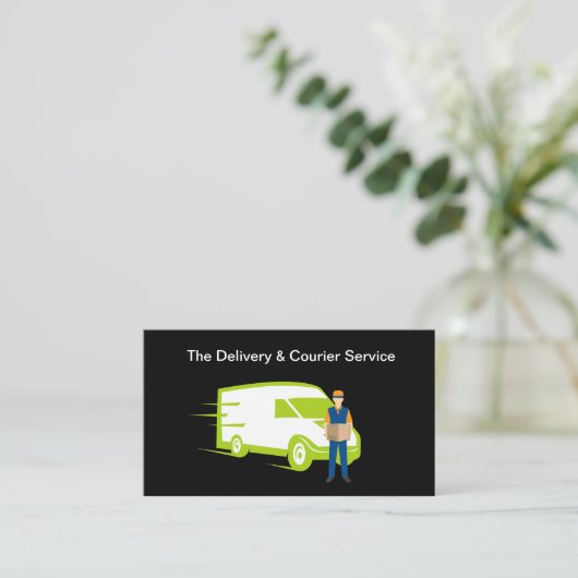 Delivery And Courier Services Business Card Visitenkarte (Stehend Vorderseite)