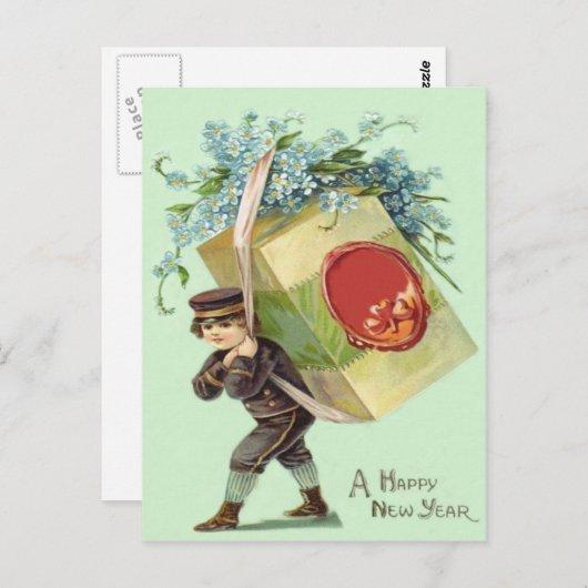 Delivery Boy vergessen-Me-Nots Siegel Package Postkarte (Vorne/Hinten)