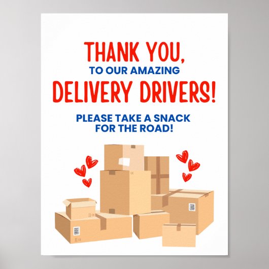 Delivery Driver Thank You Sign Poster (Vorne)
