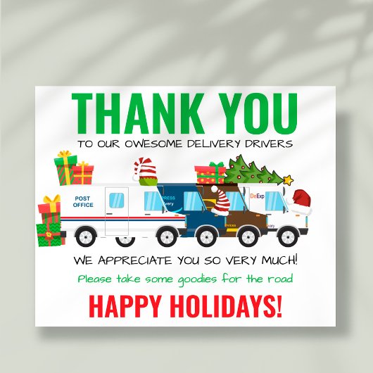 Delivery Driver Thank You Snack Sign Poster