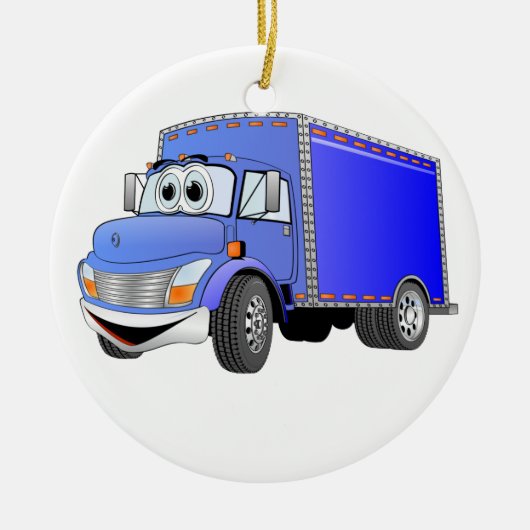 Delivery Truck Blue Cartoon Keramik Ornament (Vorne)