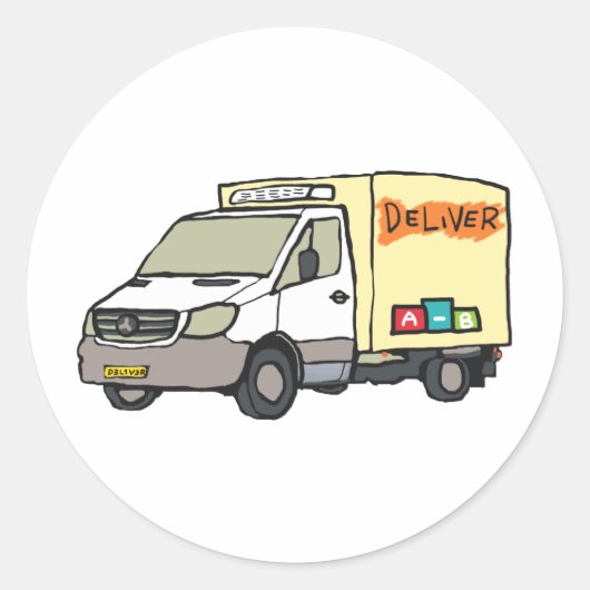 Delivery Van Runder Aufkleber (Vorderseite)
