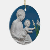 Della Robbia Madonna & Child w/ Lilies Blue White Keramik Ornament (Rechts)
