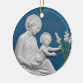 Della Robbia Madonna & Child w/ Lilies Blue White Keramik Ornament (Links)