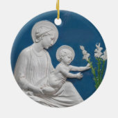 Della Robbia Madonna & Child w/ Lilies Blue White Keramik Ornament (Hinten)