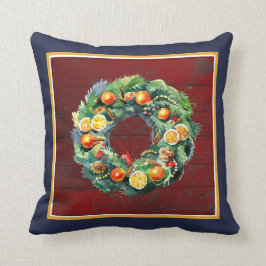 Della Robbia Wreath auf Rustic Barboard Kissen