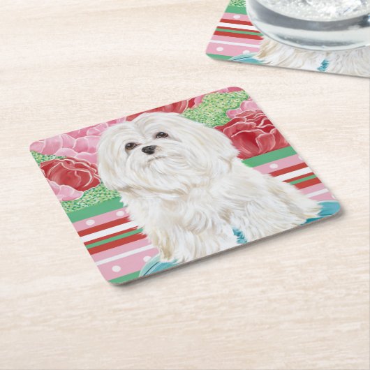 Della Rose Maltese Rechteckiger Pappuntersetzer (angewinkelt)