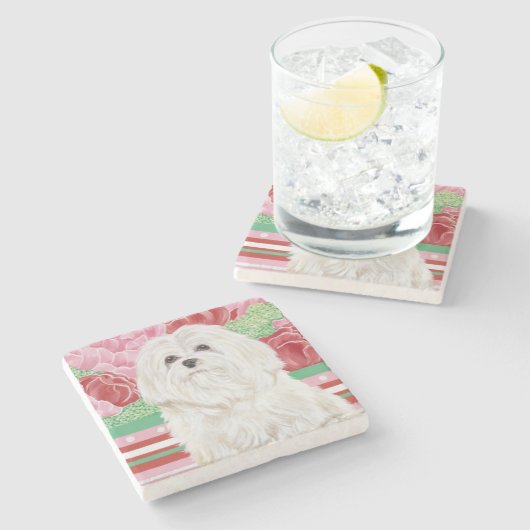 Della Rose Maltese Steinuntersetzer (Seitenansicht)