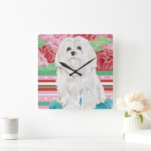 Della Rose maltesisch Quadratische Wanduhr (Zuhause)