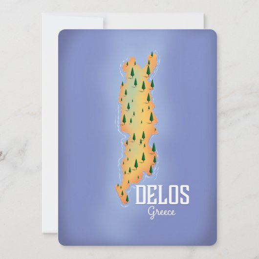 Delos Greece Map Reiseplakat (Rückseite)