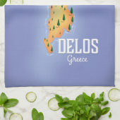 Delos Greece Map Reiseplakat Geschirrtuch (Gefaltet)