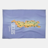 Delos Greece Map Reiseplakat Geschirrtuch (Horizontal)