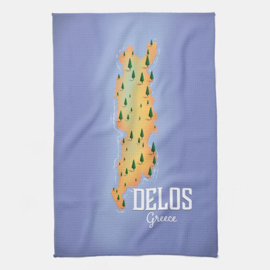 Delos Greece Map Reiseplakat Geschirrtuch (Vertikal)