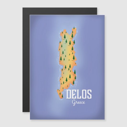 Delos Greece Map Reiseplakat Magnetkarte (Vorne/Hinten)
