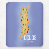 Delos Greece Map Reiseplakat Mousepad (Vorne)